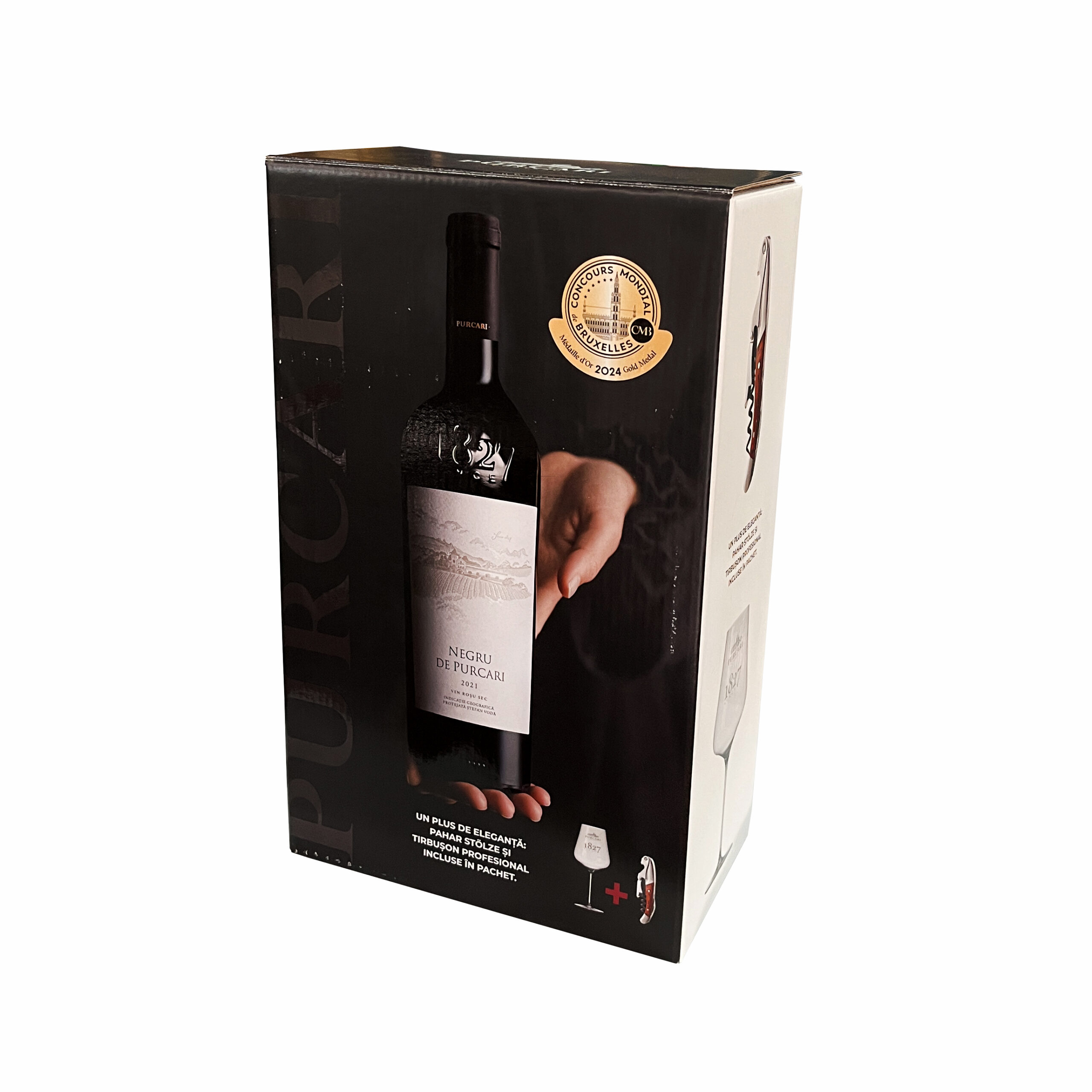 Confezione regalo Negru de Purcari con Tirabuscion Cavatappi e Calice - immagine 2